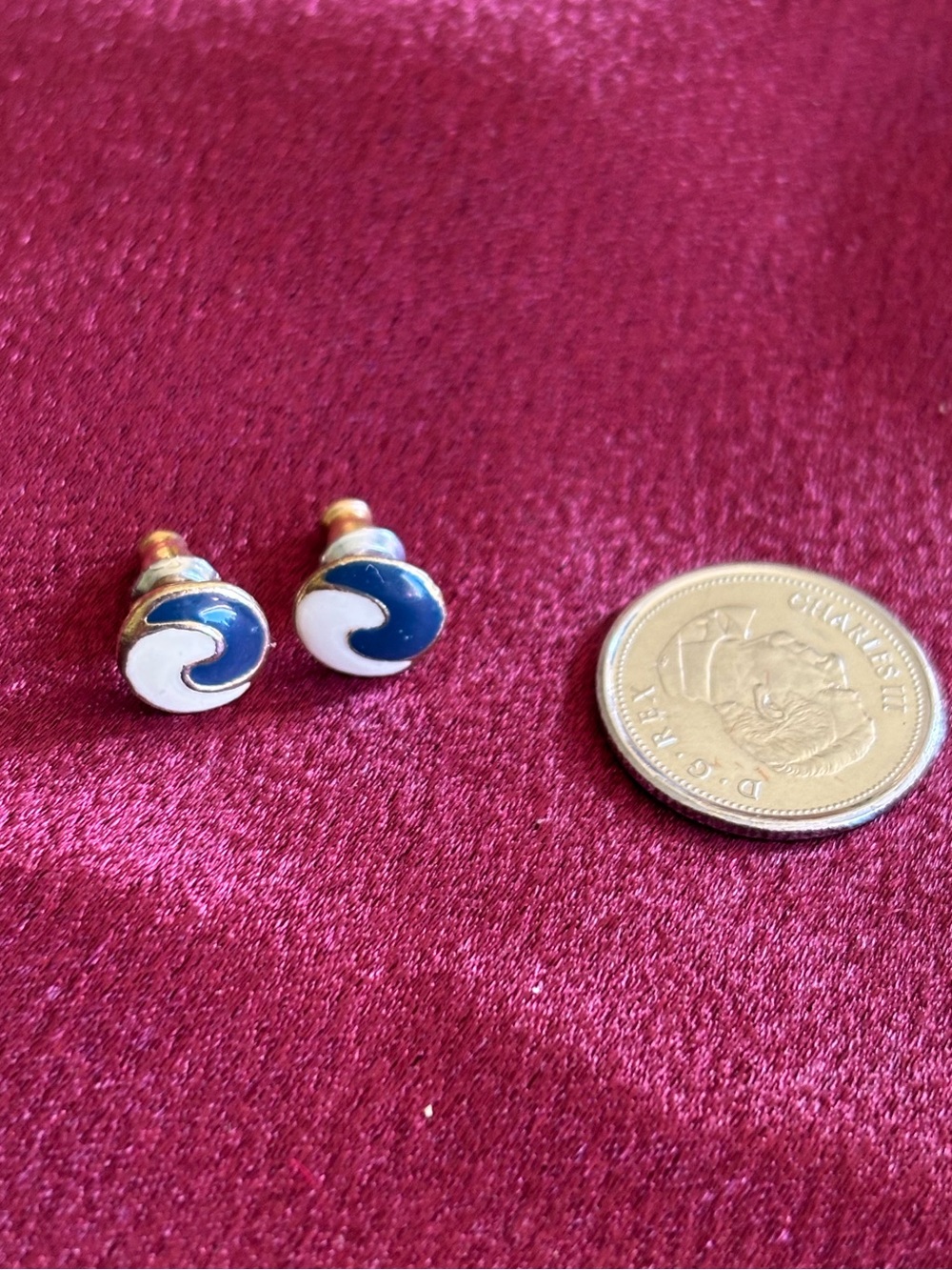 Blue and White Yin and Yang Stud Earrings - Women Jewelry